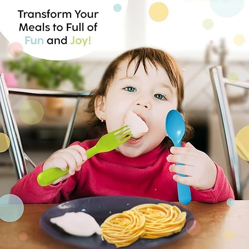 child friendly plastic toddler utensils set of 12 - safe and durable