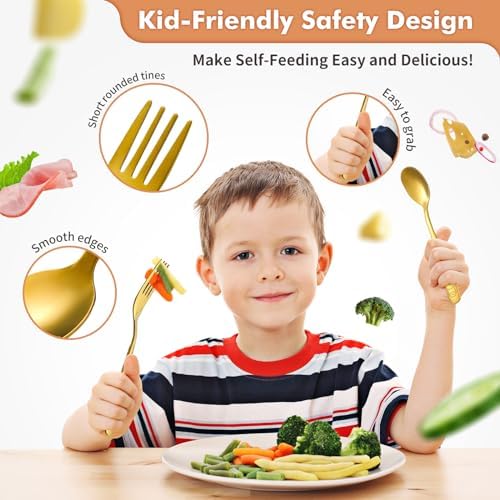 DRKIO Kids Stainless Steel Utensils Set - 12 Unique Pieces