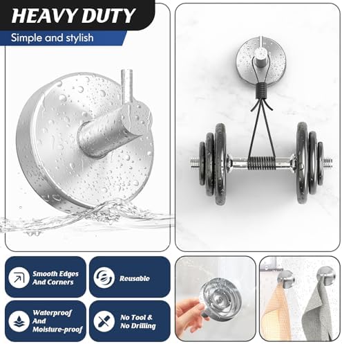 Suction Cup Hook Silver2 Pack for Bathrooms