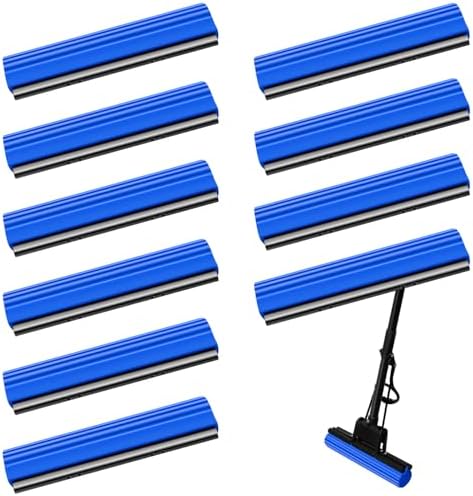 Willinglong 10 Pcs Roller Mop Refill Bulk Blue Sponge Mop Heads
