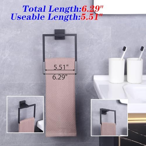GERZWY Modern Black Towel Holder Stainless Steel Towel Hanger