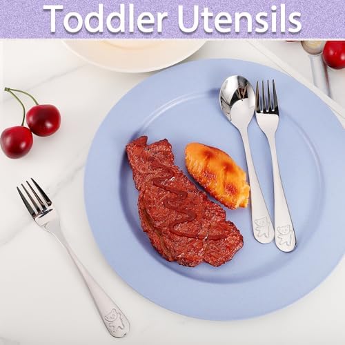 12 Piece Toddler Spoons Set Stainless Steel Kids Cutlery for Self-Feeding