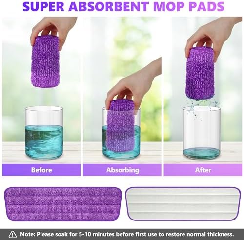 ILAVCOOL 6-Pack Reusable Mop Pads Compatible with Swiffer PowerMop