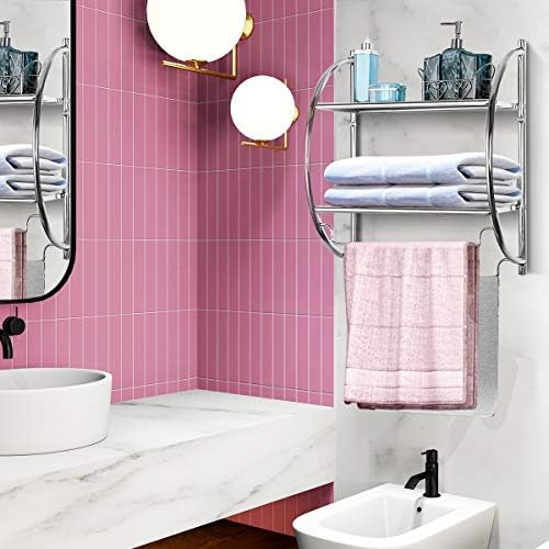 Tangkula Wall Mount 2-Tier Chrome Shelf Rustproof Modern Design