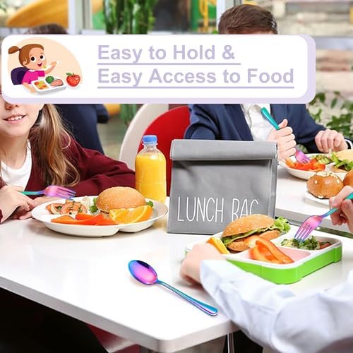 E-far Rainbow Toddler Utensils Set Stainless Steel Silverware