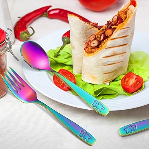 Pimoys Rainbow Stainless Steel Toddler Cutlery Set