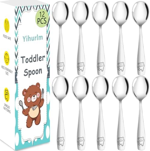 12 Piece Toddler Spoons Set Stainless Steel Kids Cutlery for Self-Feeding