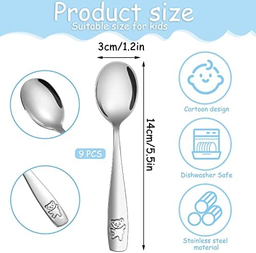 Pimoys 9-Piece Toddler Spoons Silverware Set