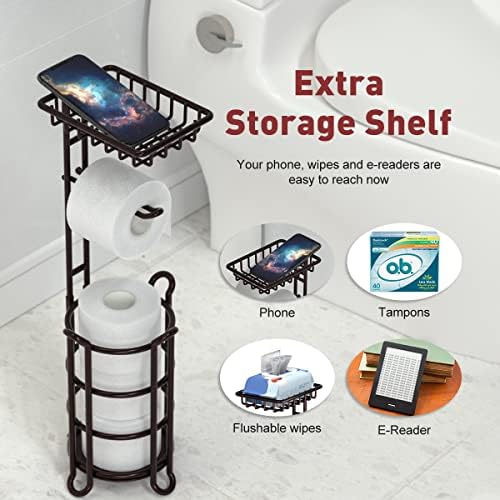 HEAVY DURABILITY TOILET PAPER HOLDER WITH SPACE SAVING DESIGN AND EXTRA STORAGE