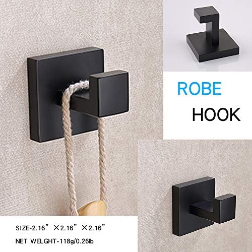 TASTOS 2-Pack Stainless Steel Wall Mounted Bath Towel Hook Matte Black