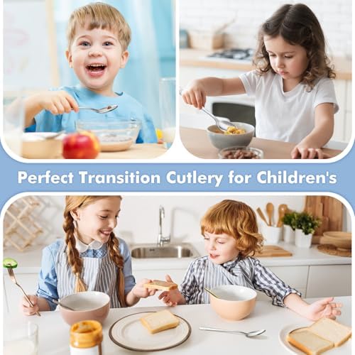 DRKIO 6-Piece Toddler Silverware Set - Safe Dishwasher Safe Mirror Polished