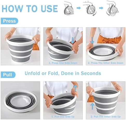 Sokinclr Expandable 2-Piece Bucket Set Large Capacity Collapse-Ready Durable Multi-Use