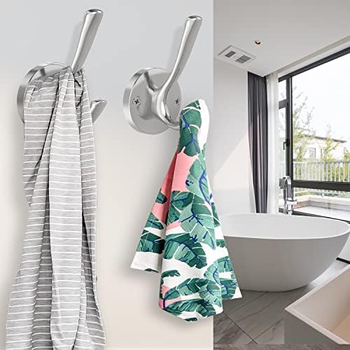 Brushed Nickel Heavy Duty Towel Hooks 2 Pack