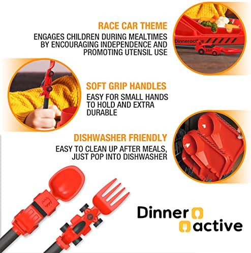 Dining Active Kids Red Race Car Utensil Set