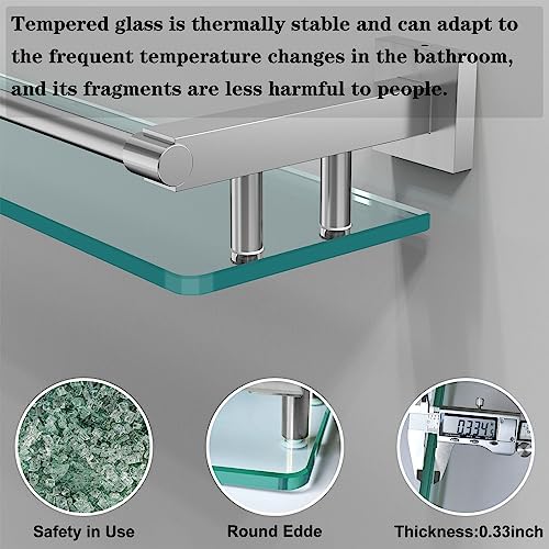 Modern tampered glass bathroom organizer with stainless steel base SFGSOWOR