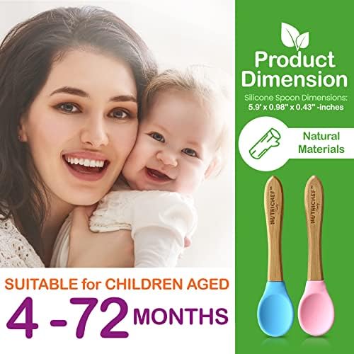 NutriChef Bamboo Silicone Toddler Spoon Set