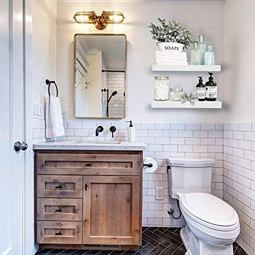 QEEIG White Floating Shelves for Bathroom Wall