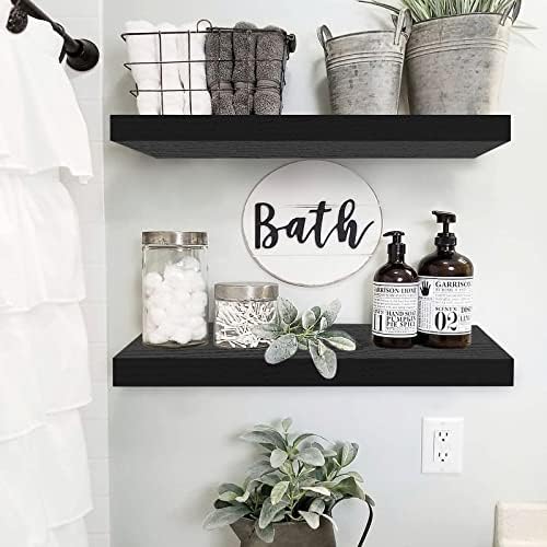 QEEIG Bathroom Shelves Set of 2 Black - 24 inches Long