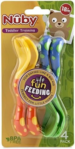 Nuby Spoons Forks 4 Count - Bright Ergonomic