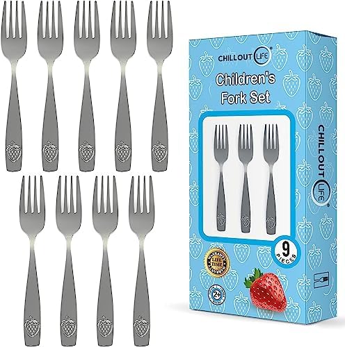Sturdy Stainless Steel Kids Forks 9-Piece Set for Children