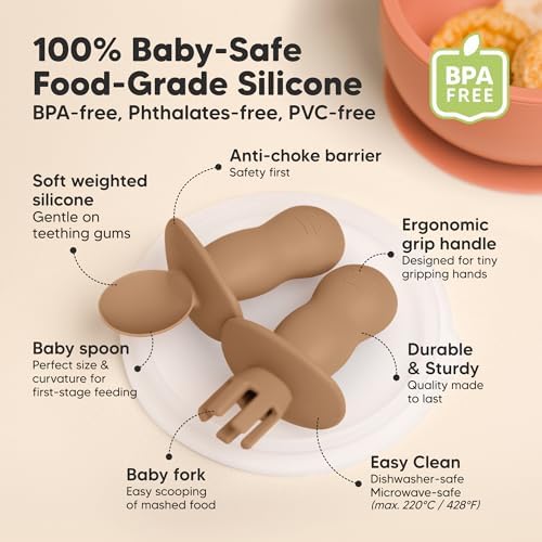 KeaBabies 4-Piece Silicone Baby Utensil Bib Set Perfect for Babies