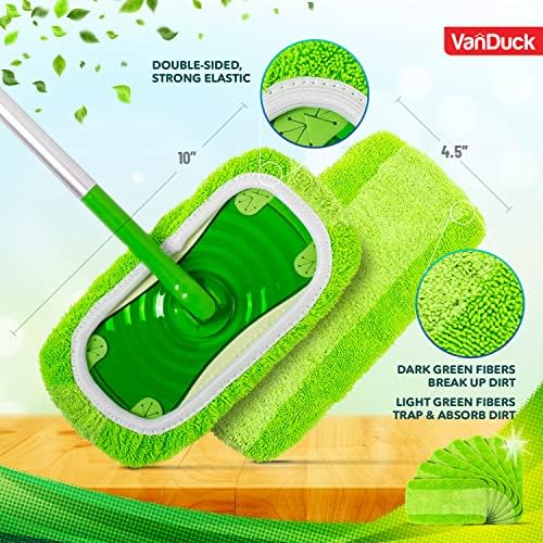 VanDuck Reusable Mop Pads for Swiffer - Washable Microfiber Mop Pads