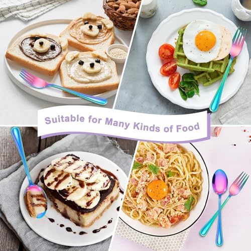 E-far Rainbow Toddler Utensils Set Stainless Steel Silverware