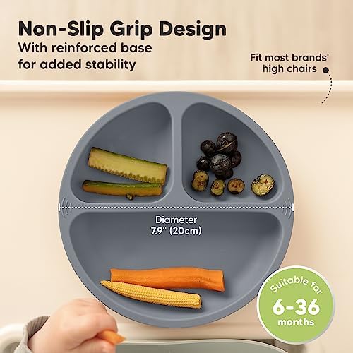 KeaBabies 4-Pack Silicone Baby Spoons Forks Suction Plates
