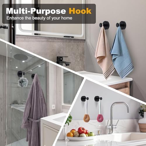 2-Piece Suction Cup Hooks - Rustproof Matte Black