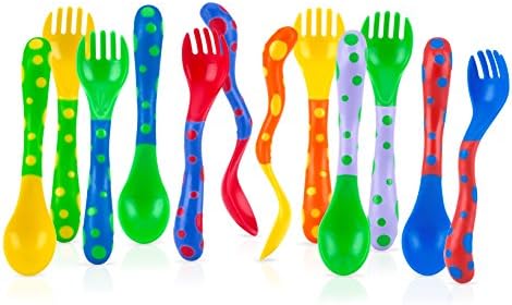 Nuby Spoons Forks 4 Count - Bright Ergonomic
