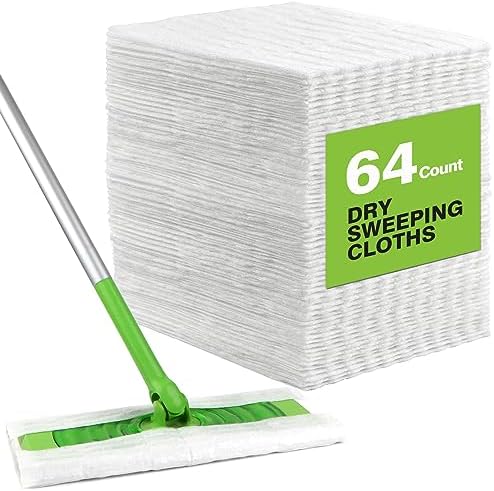 HOMEXCEL Dry Sweeping Cloths Pads 64 Count - Swiffer Compatible - 8x104 - One-Time Use