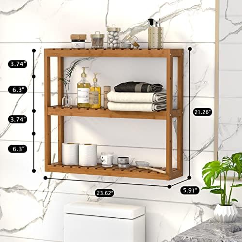 Domax Bamboo 3-Tier Wall Mount Storage Rack