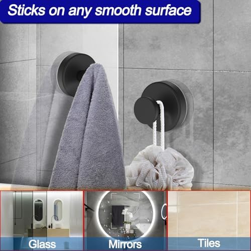Compact Suction Cup Towel Robe Hook - Black