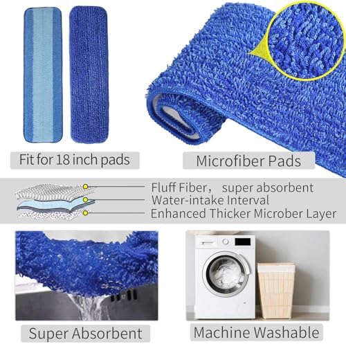 Spray Mop with 3 Resuable Pads and Refillable Bottle
