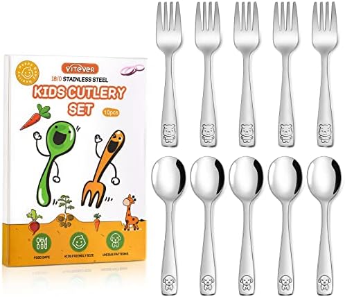 10-Piece Toddler Utensils Set Stainless Steel for Kids